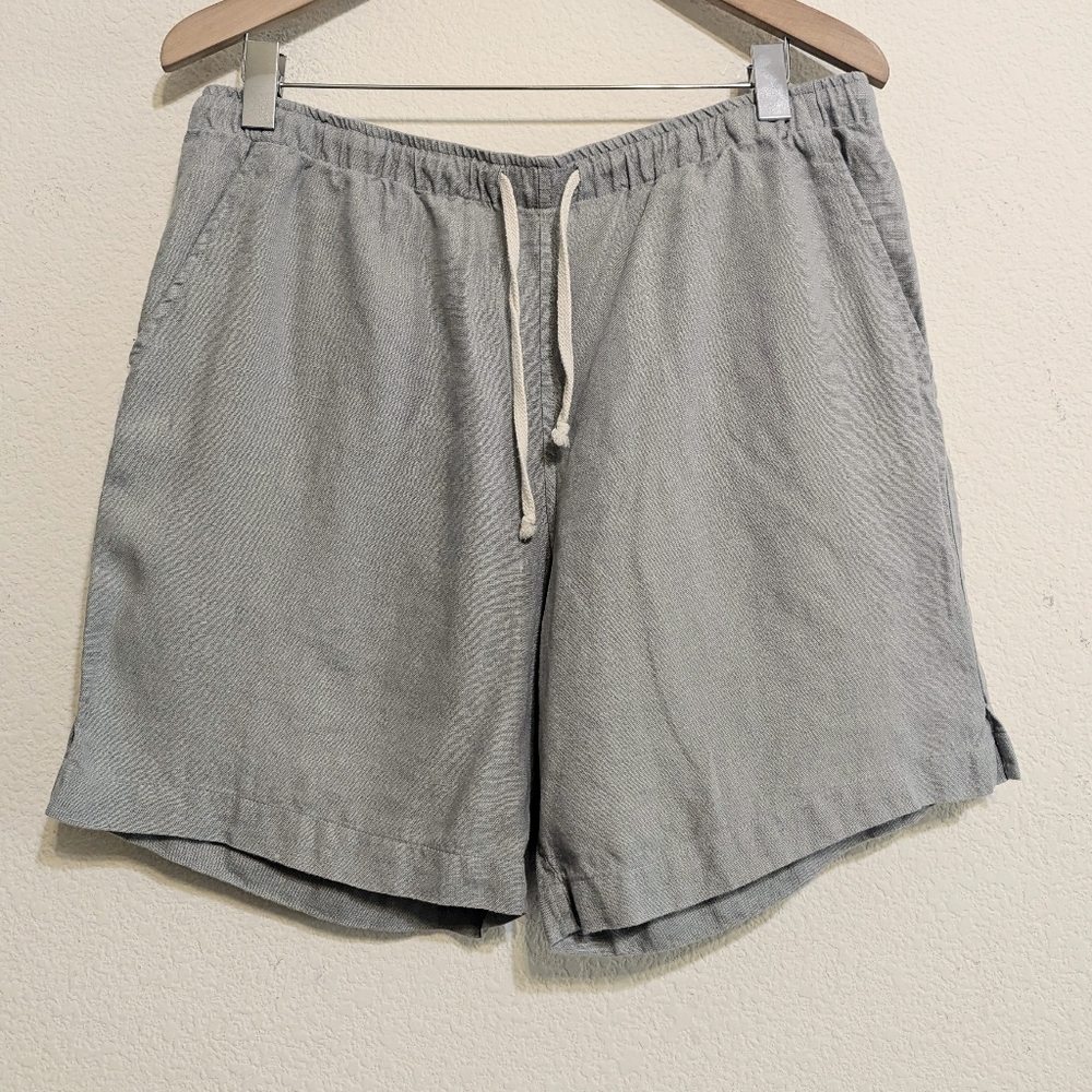 Alex Crane Linen Drawstring Shorts Light Gray 100% Linen Men’s Size XXL